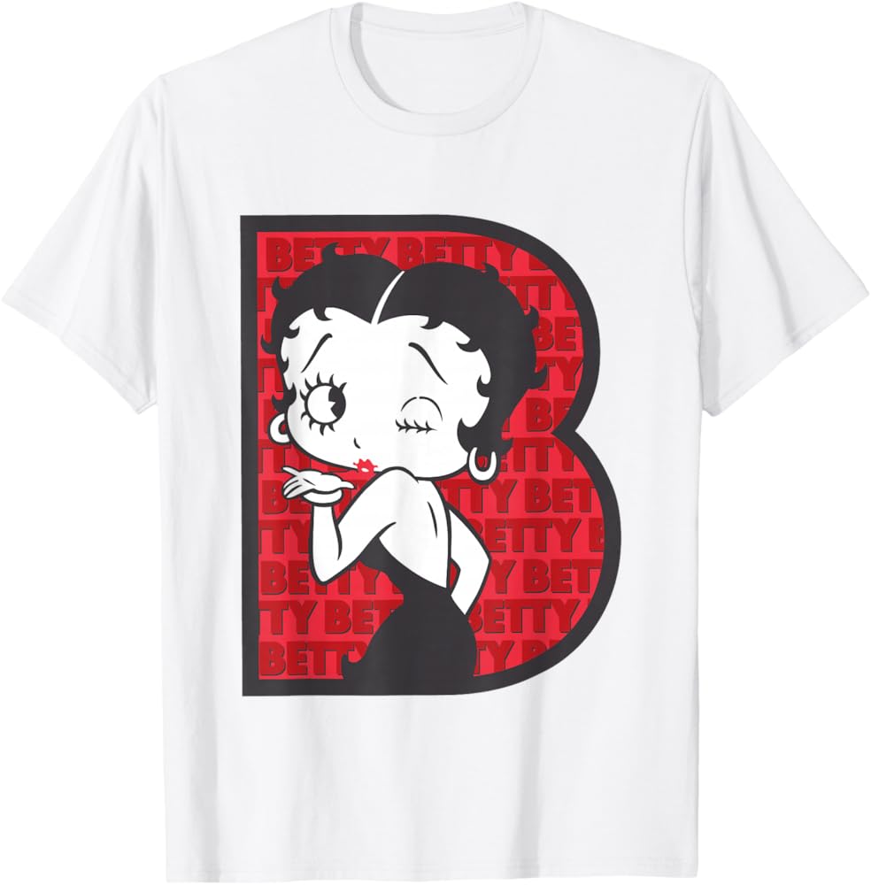 Amazon | ベティ・ブープB ウィンク付き文字 Tシャツ | Tシャツ